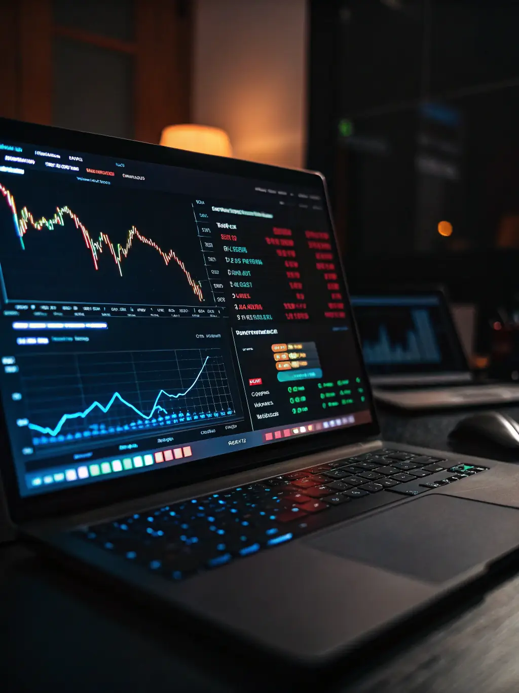 An image of data charts, AI neural networks, and analytics dashboards on screens, representing Magnus International Group's AI and data analytics solutions.