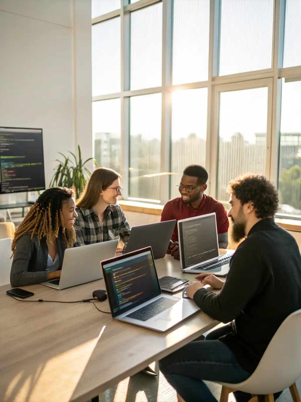 A team of software developers collaborating on a custom software project, showcasing Magnus International Group's expertise in creating tailored solutions.