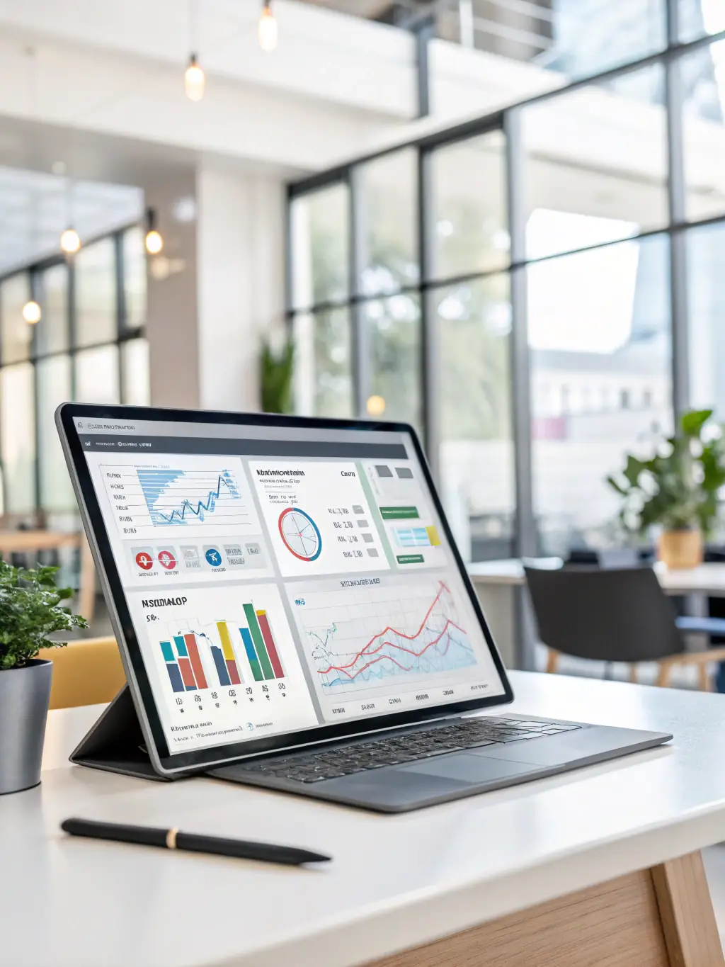 An AI-powered dashboard displaying data analytics and insights, representing Magnus International Group's AI and data analytics solutions.