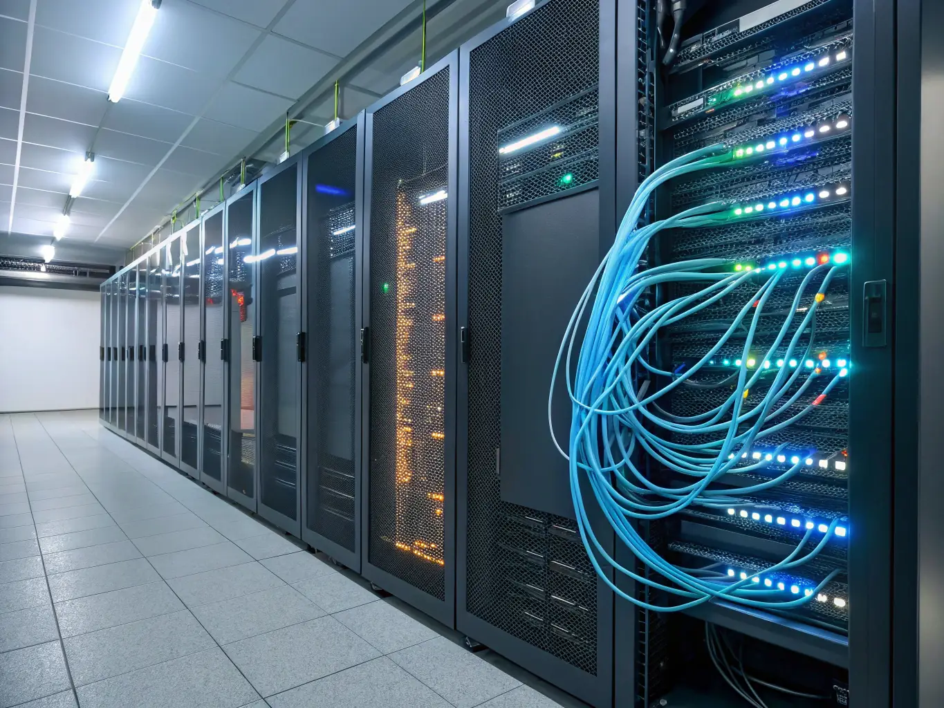 An image of cloud infrastructure with interconnected servers and security icons, illustrating cloud services provided by Magnus International Group.