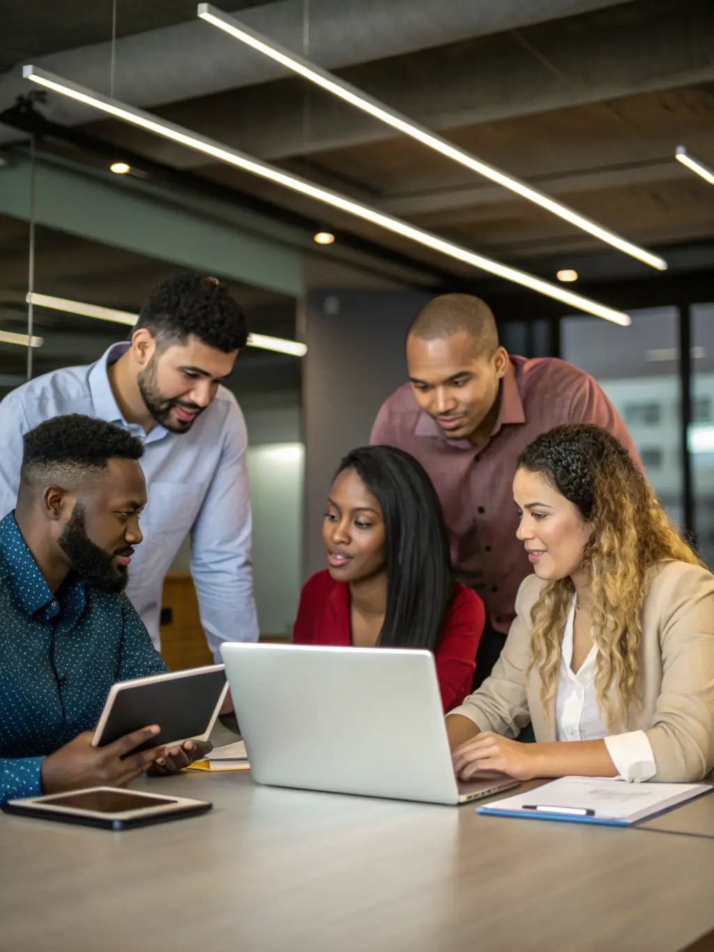 A diverse team of IT consultants brainstorming and strategizing, highlighting Magnus International Group's collaborative and expert approach to IT consulting.